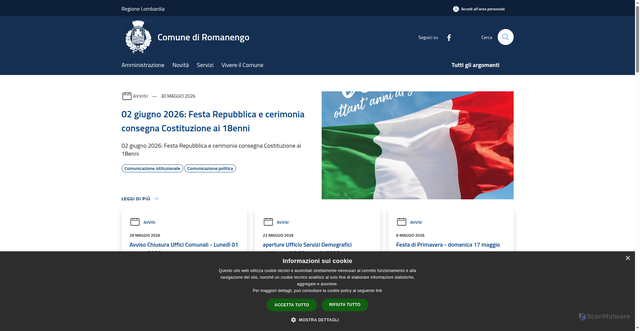 Security scan screenshot of https://www.comune.romanengo.cr.it