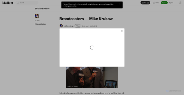 Security scan screenshot of https://sfgiantsphotos.mlblogs.com/broadcasters-mike-krukow-2747671a6e46