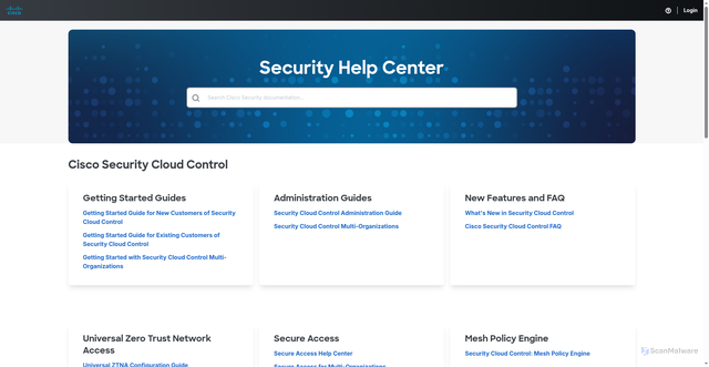 Security scan screenshot of https://securitydocs.cisco.com