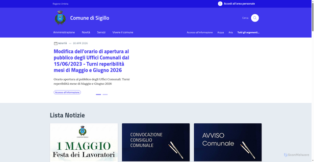 Security scan screenshot of https://www.comune.sigillo.pg.it