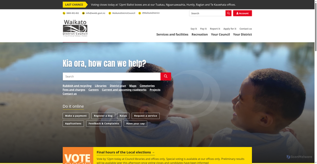 Security scan screenshot of https://www.waikatodistrict.govt.nz/