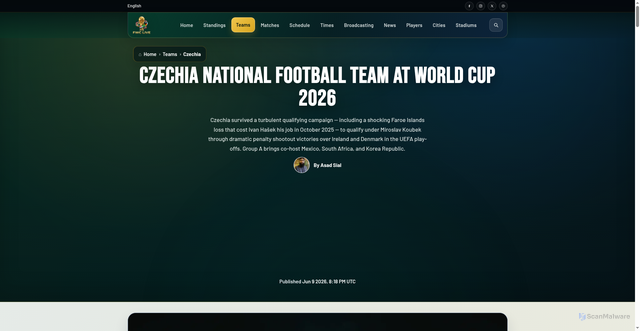 Security scan screenshot of https://fwclive.com/teams/czechia/
