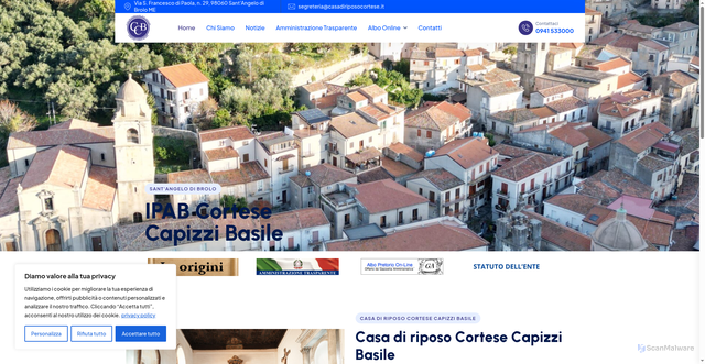 Security scan screenshot of https://www.casadiriposocortese.it/