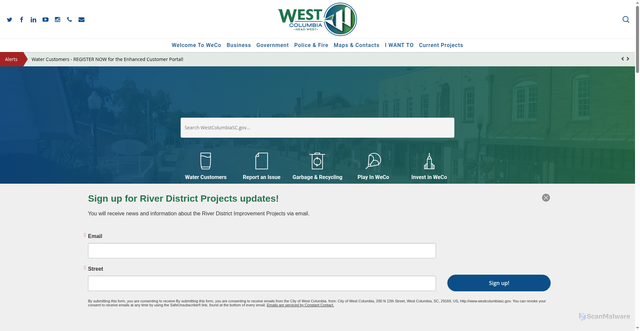 Security scan screenshot of https://westcolumbiasc.gov/