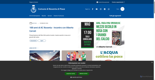 Security scan screenshot of https://www.comune.noventadipiave.ve.it