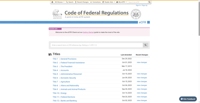 Security scan screenshot of https://www.ecfr.gov/