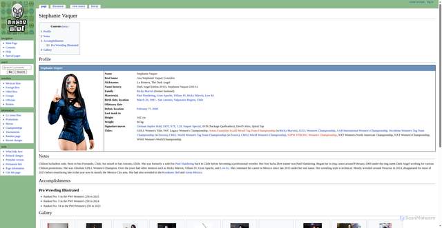 Security scan screenshot of https://www.luchawiki.org/index.php/Stephanie_Vaquer