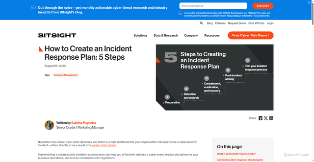 Security scan screenshot of https://www.bitsight.com/blog/how-create-incident-response-plan-5-steps
