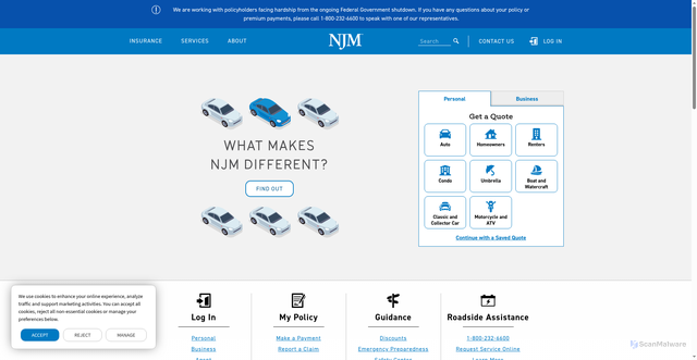 Security scan screenshot of https://www.njm.com/