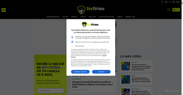 Security scan screenshot of https://soyfutbol.com