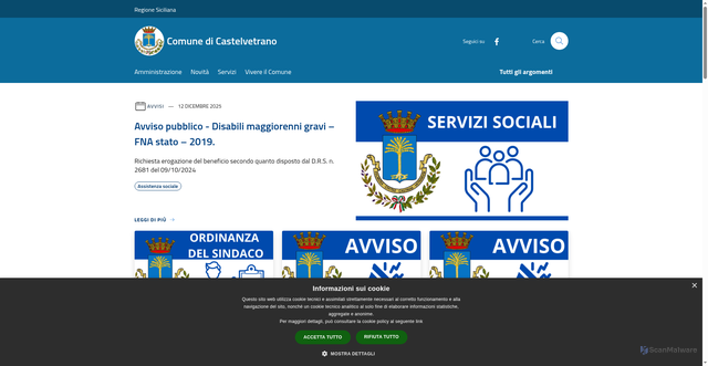 Security scan screenshot of https://www.comune.castelvetrano.tp.it/it