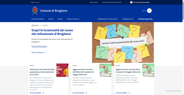 Security scan screenshot of https://www.comune.brogliano.vi.it/