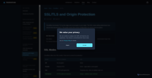Security scan screenshot of https://studioascode-site.pages.dev/docs/cloudflare/ssl-tls