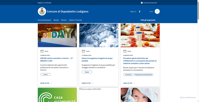Security scan screenshot of https://www.comune.ospedalettolodigiano.lo.it