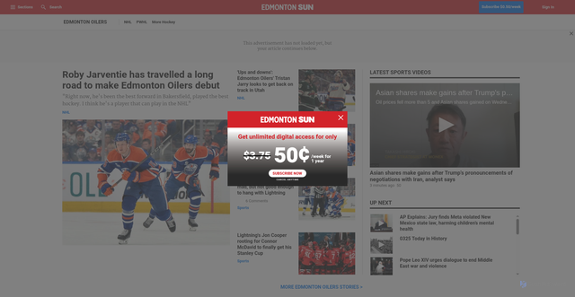 Security scan screenshot of https://edmontonsun.com/category/sports/hockey/nhl/edmonton-oilers/