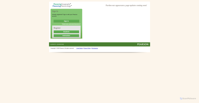 Security scan screenshot of https://session.geography-mastering.pearson.com