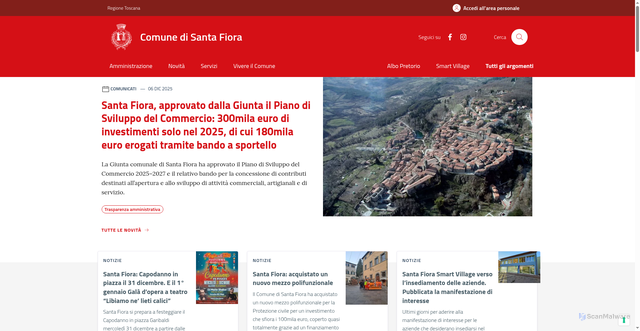 Security scan screenshot of https://comune.santafiora.gr.it/