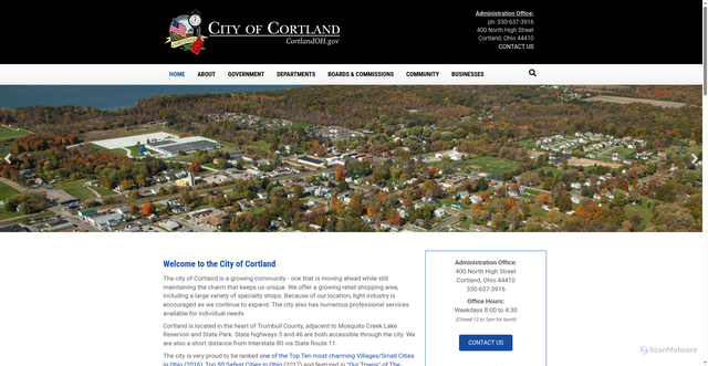 Security scan screenshot of https://www.cortlandoh.gov/