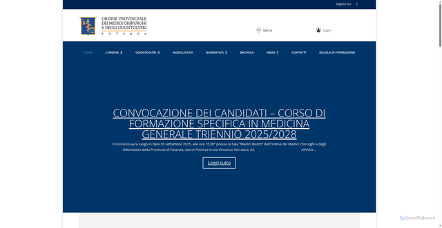 Security scan screenshot of https://www.omceo.pz.it