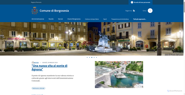 Security scan screenshot of https://www.comune.borgosesia.vc.it/