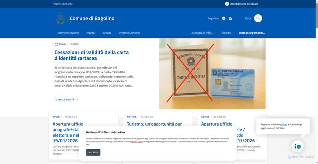 Security scan screenshot of https://www.comune.bagolino.bs.it/