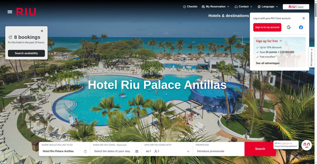 Security scan screenshot of https://www.riu.com/en/hotel/aruba/palmbeach/hotel-riu-palace-antillas