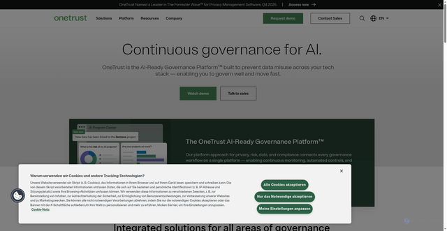 Security scan screenshot of https://www.onetrust.com