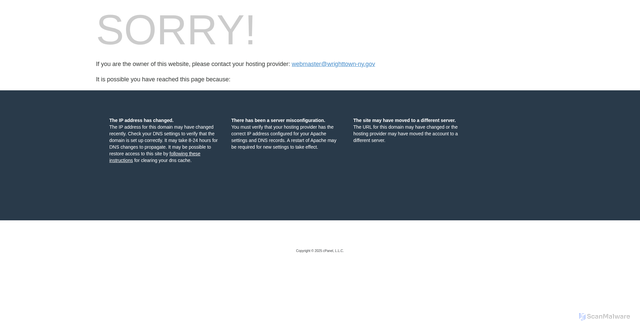 Security scan screenshot of http://wrighttown-ny.gov/