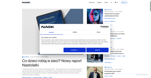 Security scan screenshot of https://nask.pl/