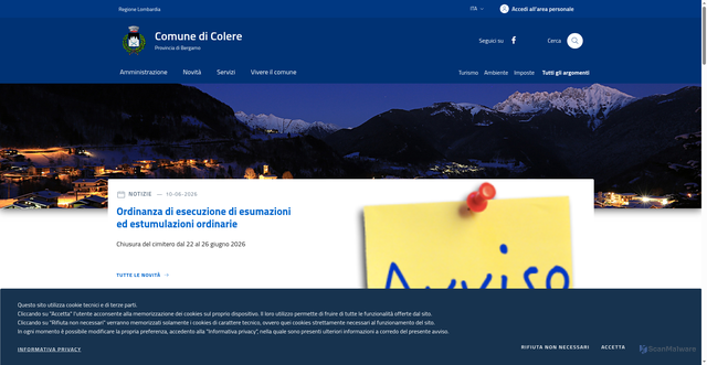 Security scan screenshot of https://www.comune.colere.bg.it