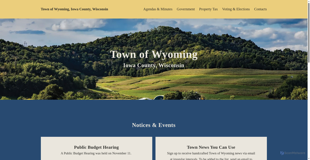 Security scan screenshot of https://www.townofwyomingwi.gov/