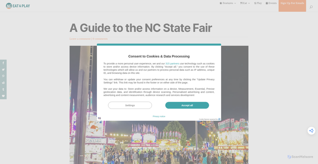 Security scan screenshot of https://nceatandplay.com/features/a-guide-to-the-nc-state-fair/