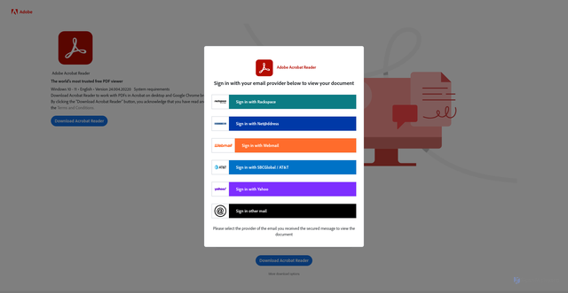 Security scan screenshot of https://adobereceive.gini.org.uk/adobe.html