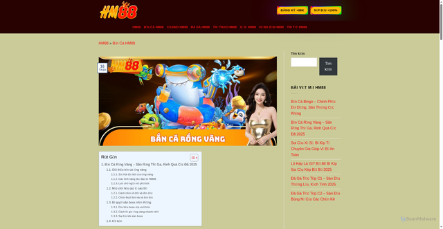 Security scan screenshot of https://hm88game.online/ban-ca-rong-vang/