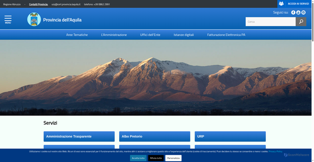Security scan screenshot of https://www.provincia.laquila.it