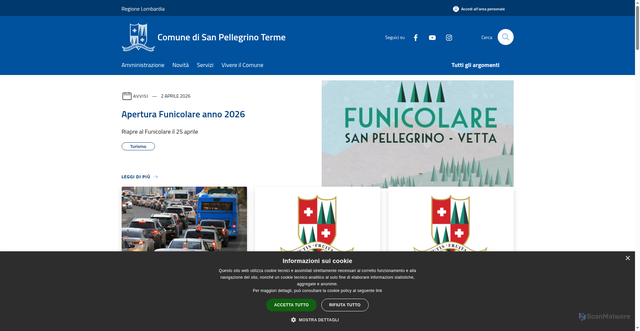 Security scan screenshot of https://www.comune.sanpellegrinoterme.bg.it
