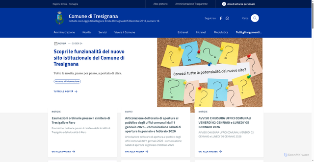 Security scan screenshot of https://www.comune.tresignana.fe.it/