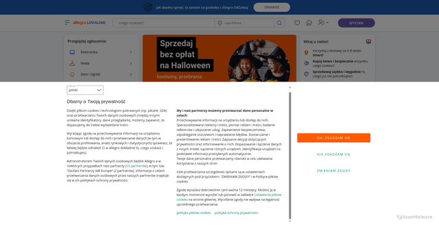 Security scan screenshot of https://allegrolokalnie.pl-oferta8992895712-macbook-air-m1-13.sbs/
