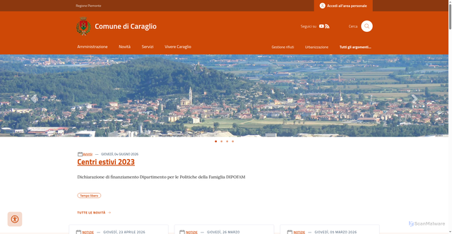Security scan screenshot of https://www.comune.caraglio.cn.it