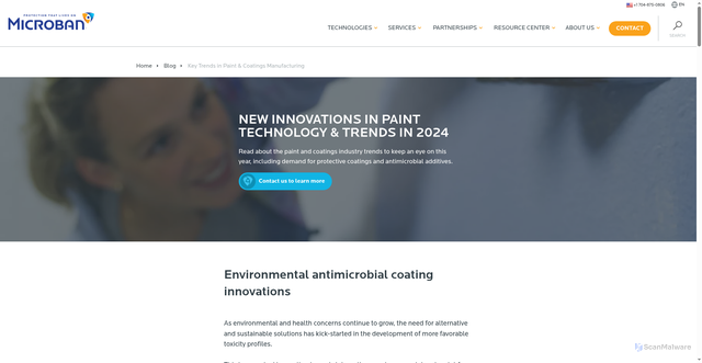 Security scan screenshot of https://www.microban.com/blog/key-trends-paint-coatings-manufacturing-2022