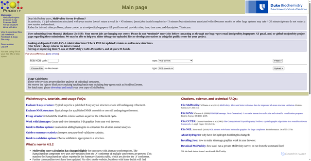 Security scan screenshot of https://molprobity.biochem.duke.edu