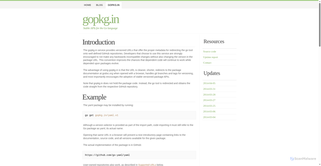 Security scan screenshot of https://gopkg.in