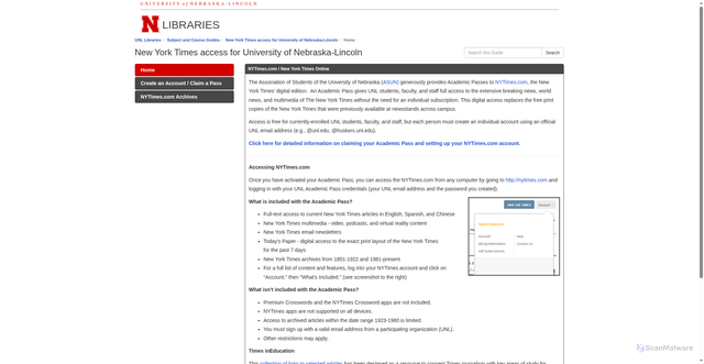 Security scan screenshot of https://unl.libguides.com/newyorktimes