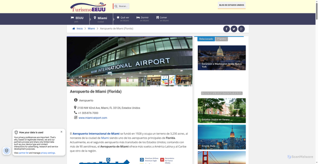 Security scan screenshot of https://www.turismoeeuu.com/aeropuerto-de-miami/
