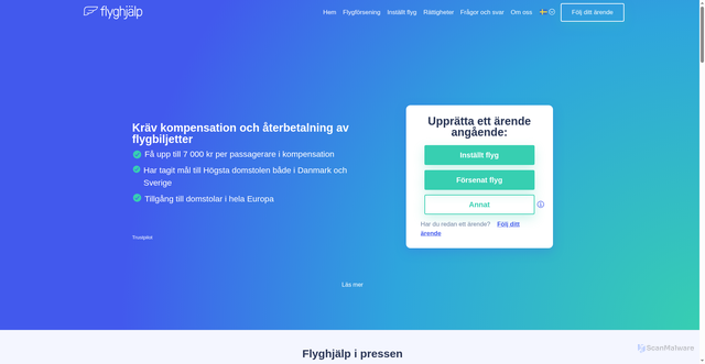 Security scan screenshot of https://flyghjalp.se/