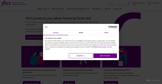 Security scan screenshot of https://www.fscs.org.uk/