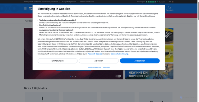 Security scan screenshot of https://bike24.de