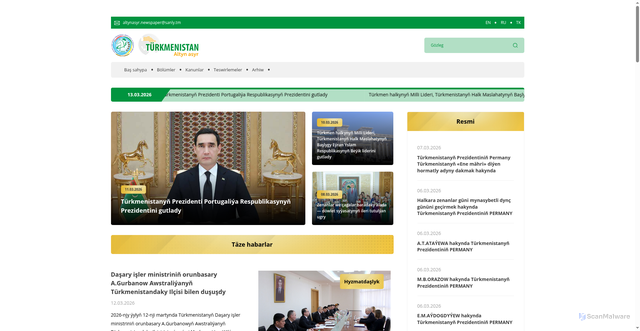 Security scan screenshot of https://turkmenistan.gov.tm