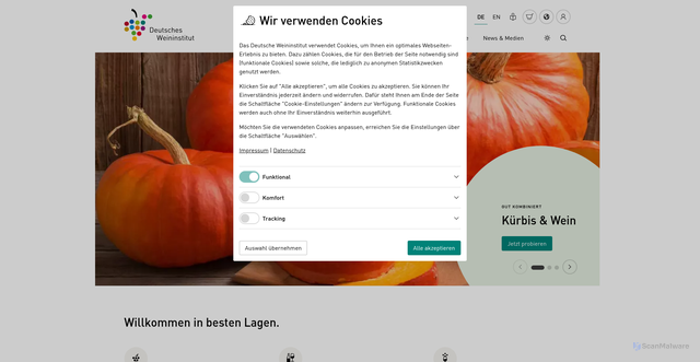 Security scan screenshot of https://www.deutscheweine.de/