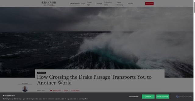 Security scan screenshot of https://discover.silversea.com/destinations/antarctica/crossing-the-drake-passage/